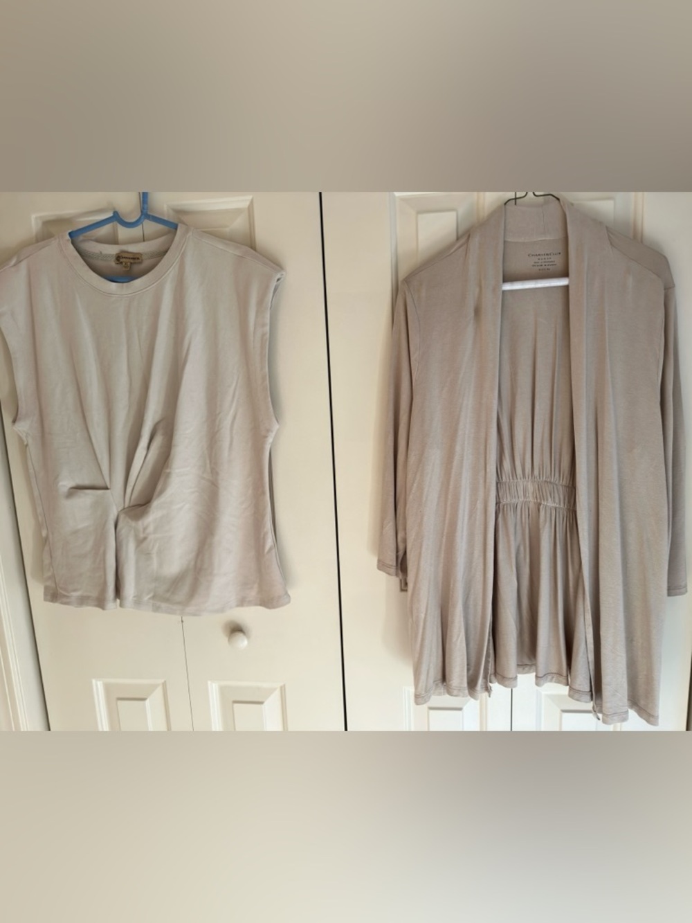 Light Taupe Knit Cardigan and Sleeveless Top Set by Democracy and Style Co XL
